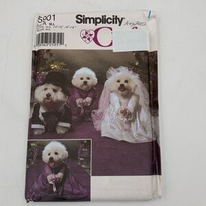 Sewing Pattern Dog Wedding Bride Groom  Costume Simplicity Sz M & L 5901 UNCUT
